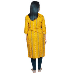 Generisches Sambalpuri-zertifiziertes handgewebtes Kurti aus reiner Baumwolle für Damen (Gelb)