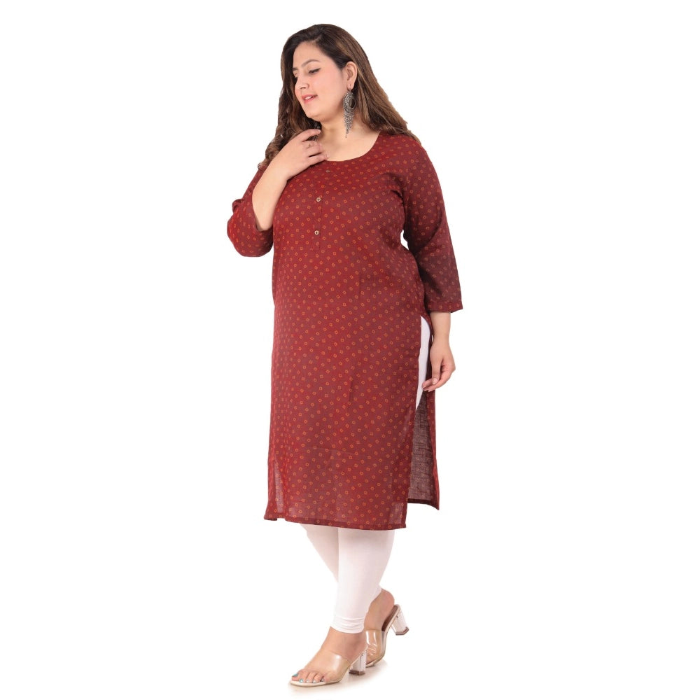 Generic Women's Office wear Bandhni Printed Capsule Straight Kurti (Maroon)