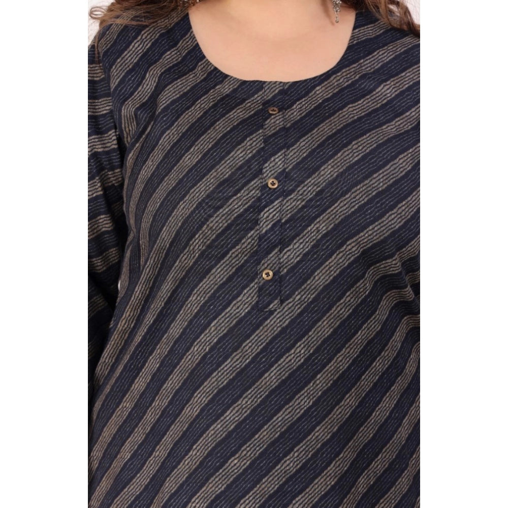 Generisches, gestreiftes, gerades Kurti für das Büro (Marineblau) für Damen