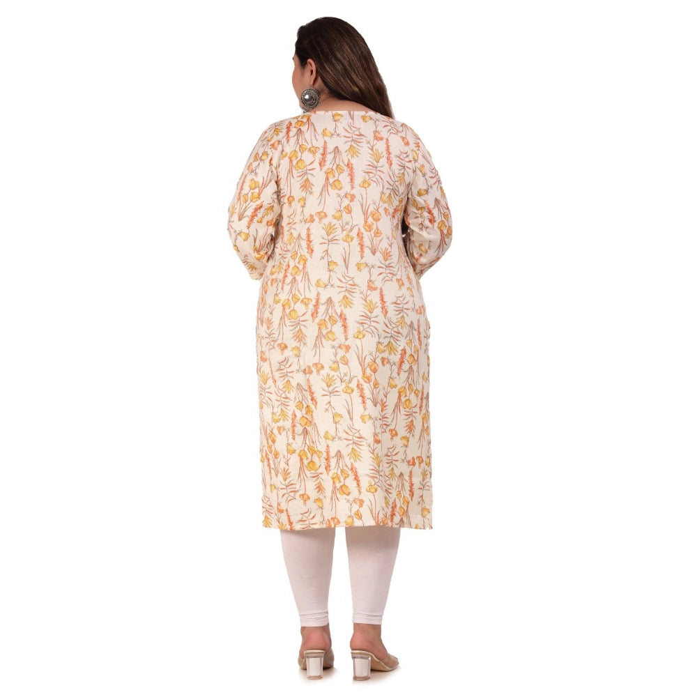 Generisches, gerades Kurti mit Blumenmuster für die Arbeit für Damen (Orange)