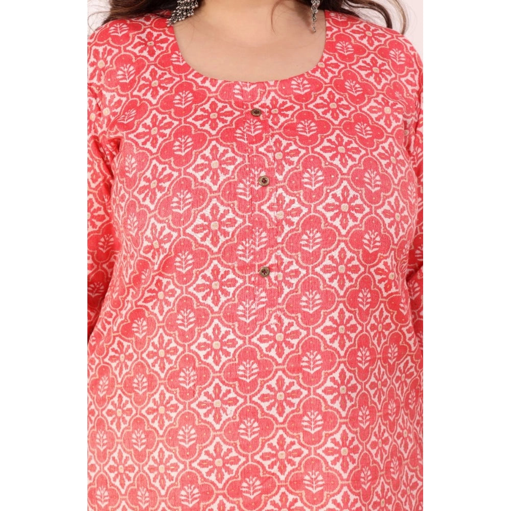 Generisches, bedrucktes, gerades Kurti für Damen im Bürostil (Pink)