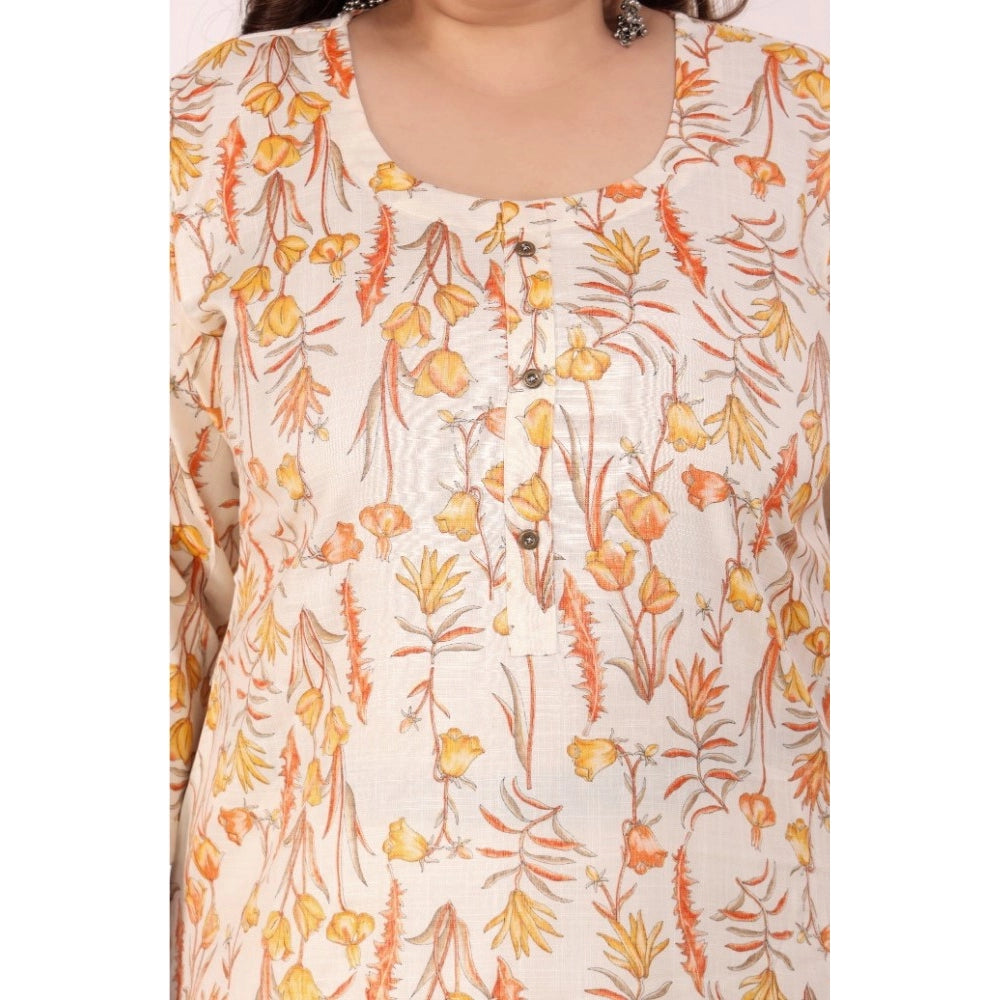 Generisches, gerades Kurti mit Blumenmuster für die Arbeit für Damen (Orange)