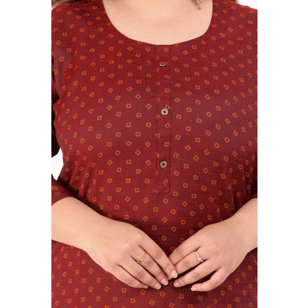 Generic Women's Office wear Bandhni Printed Capsule Straight Kurti (Maroon)