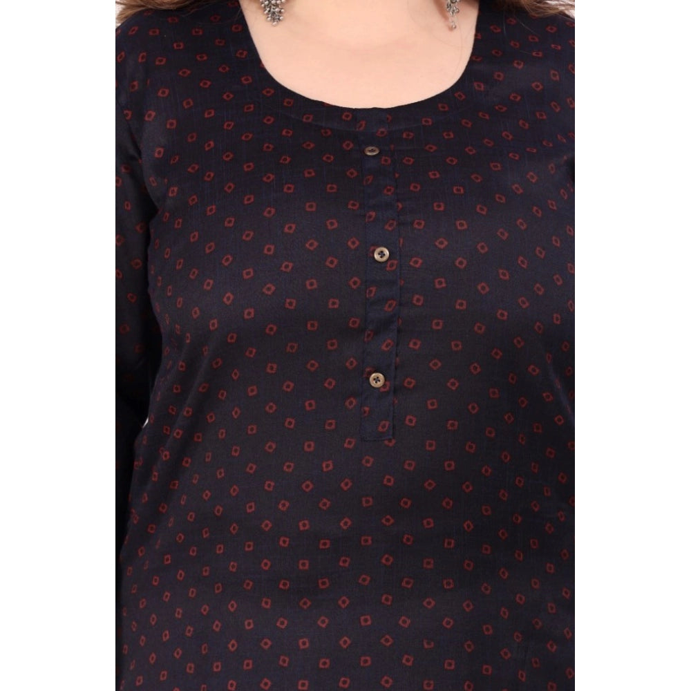 Generisches, gerades Kurti mit Bandhni-Print für Damen im Büro (Marineblau)