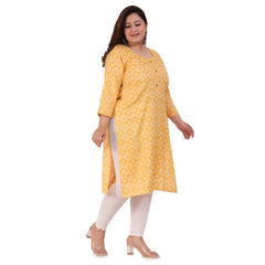 Generic Women's Office wear Designer Printed Capsule Straight Kurti (Yellow)