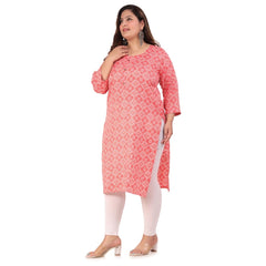 Generic Women's Office wear Designer Printed Capsule Straight Kurti (Pink)