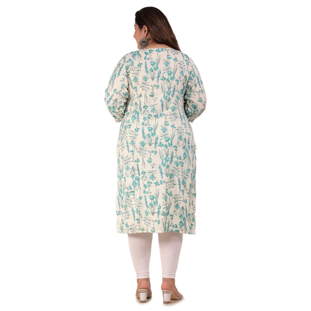 Generisches, gerades Kurti mit Blumenmuster für die Arbeit für Damen (Hellgrün)