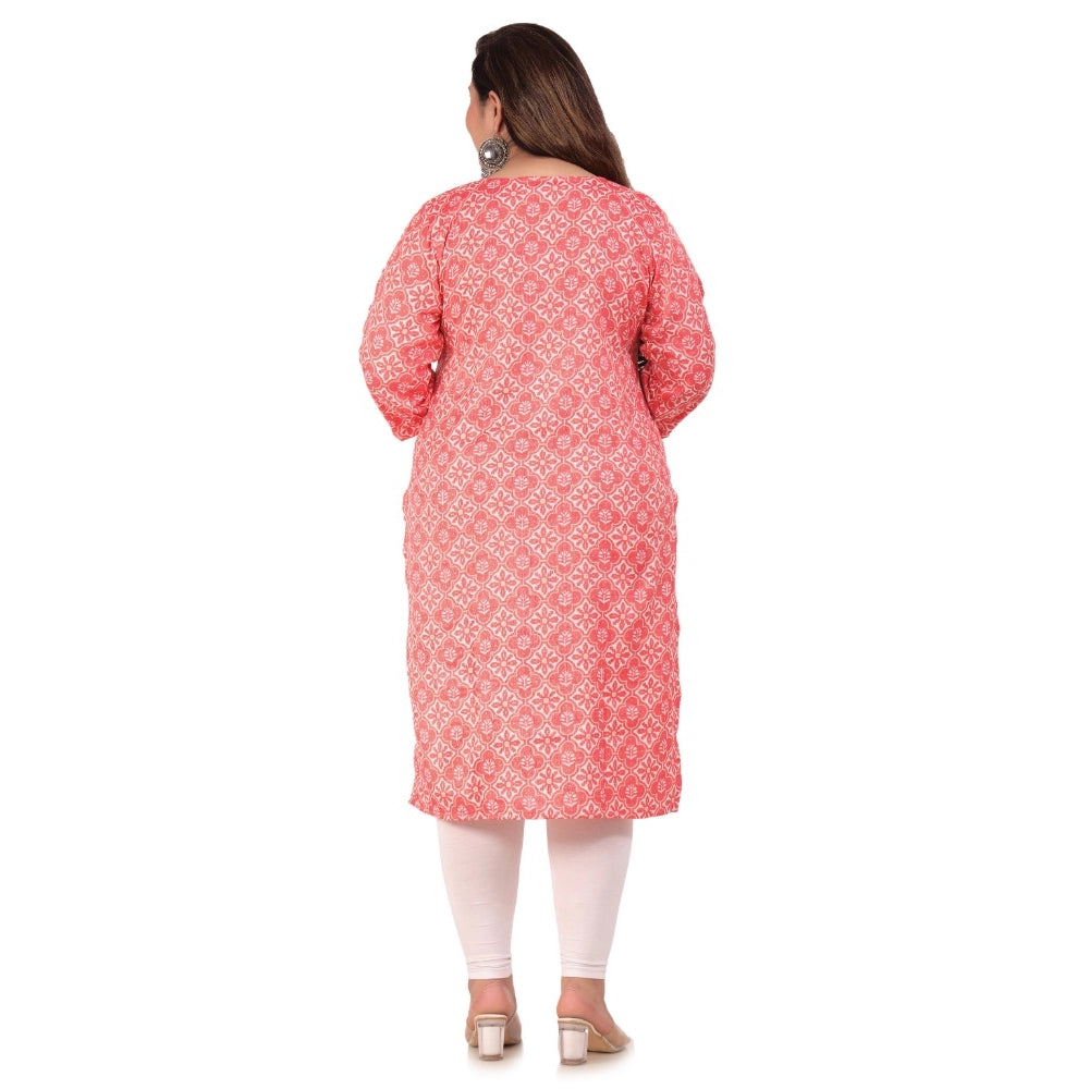 Generisches, bedrucktes, gerades Kurti für Damen im Bürostil (Pink)