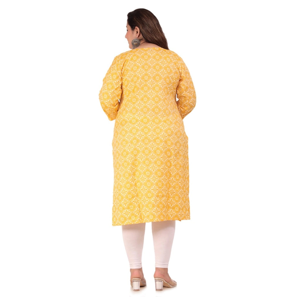 Generic Women's Office wear Designer Printed Capsule Straight Kurti (Yellow)