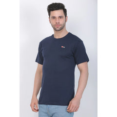 Generisches Herren-T-Shirt aus Baumwolljersey mit Rundhalsausschnitt, einfarbig (Marineblau)