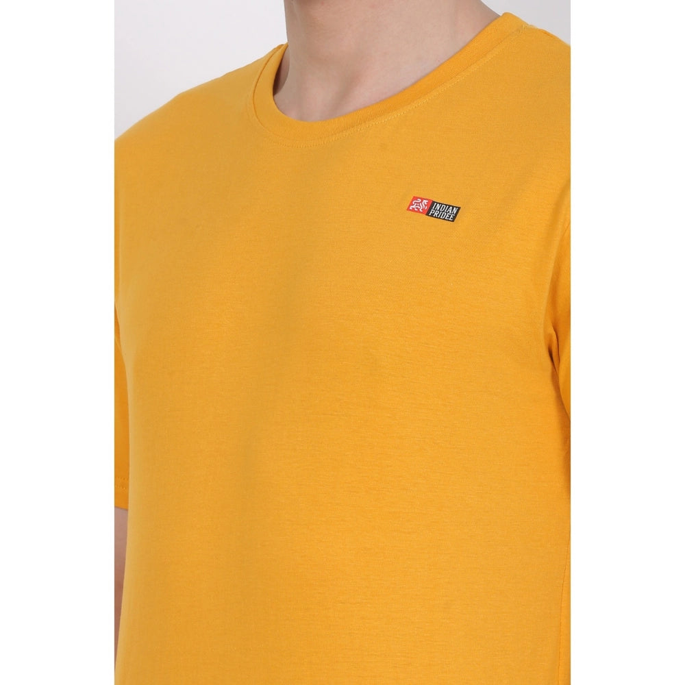 Generic Men's Cotton Jersey Round Neck Plain Tshirt (Mustard Yellow)