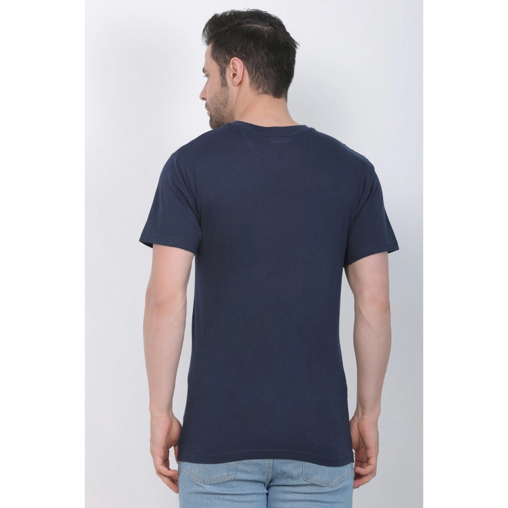 Generic Men's Cotton Jersey Round Neck Printed Tshirt (Navy)