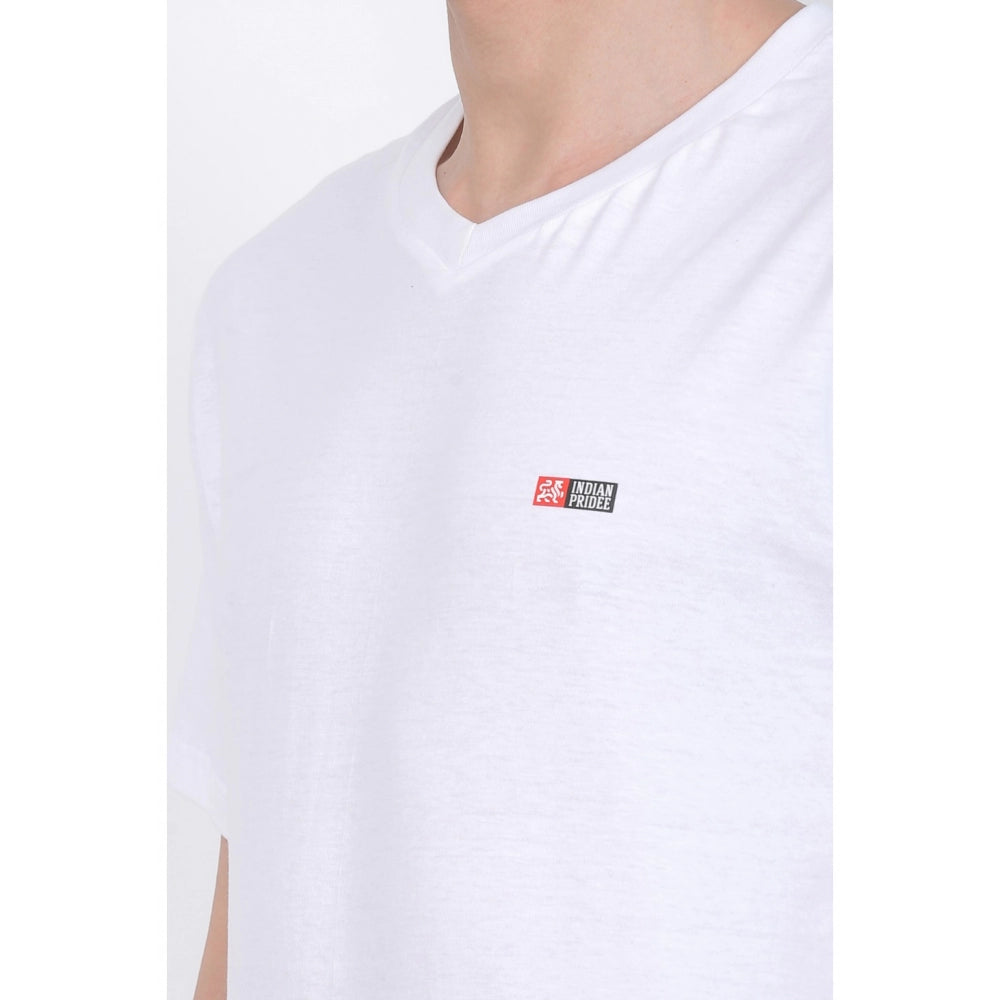 Generic Men's Cotton Jersey V Neck Plain Tshirt (White)