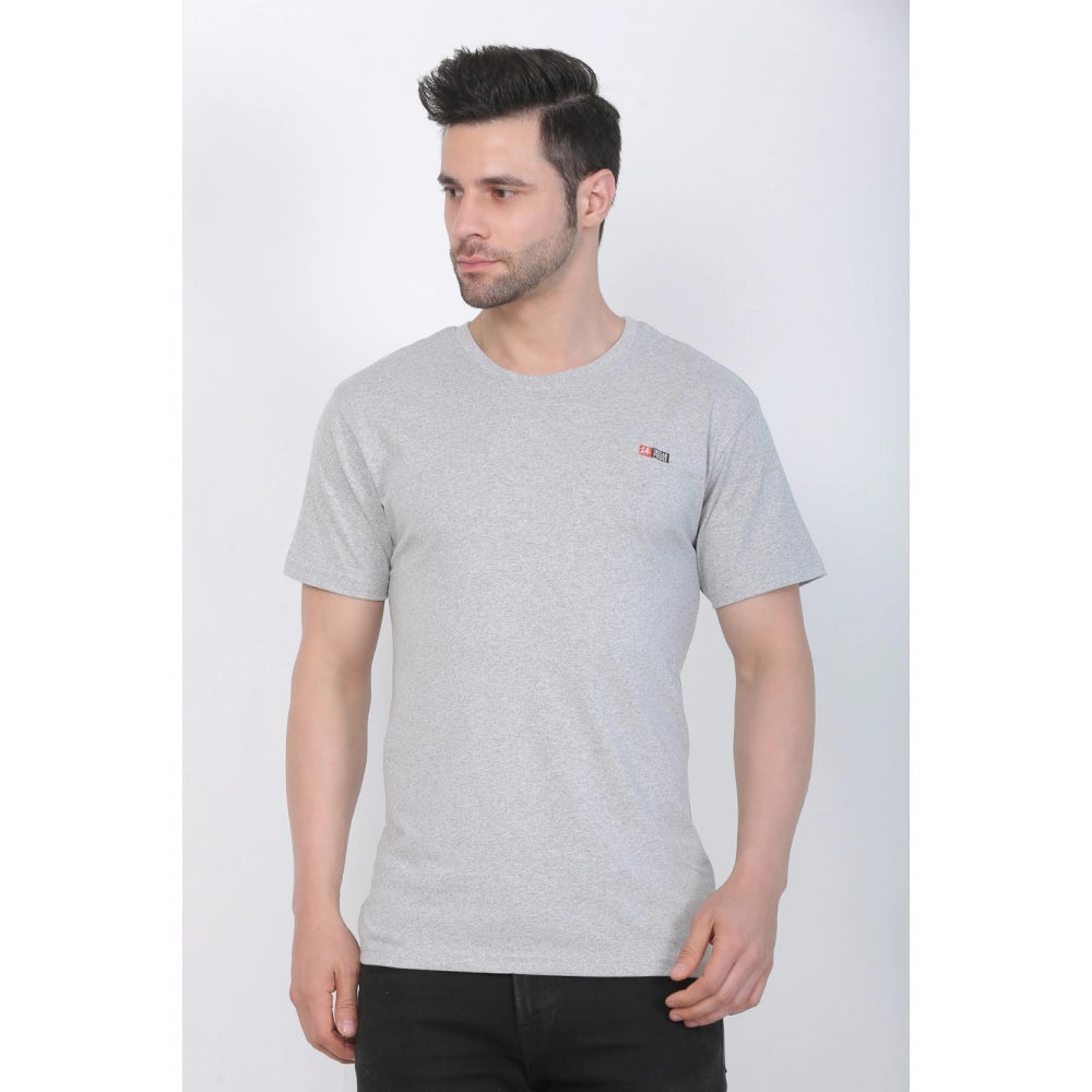 Generisches Herren-T-Shirt aus Baumwolljersey mit Rundhalsausschnitt, einfarbig (Grau meliert)