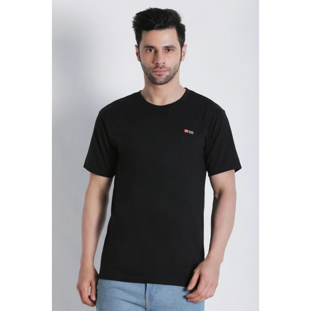 Generic Men's Cotton Jersey Round Neck Plain Tshirt (Black)