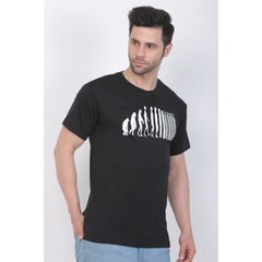 Generic Men's Cotton Jersey Round Neck Printed Tshirt (Black)