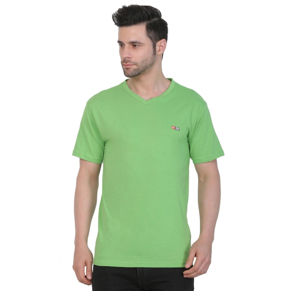 Generic Men's Cotton Jersey V Neck Plain Tshirt (Pale Green)