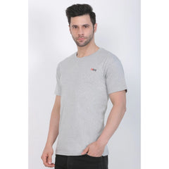 Generic Men's Cotton Jersey Round Neck Plain Tshirt (Grey Melange)