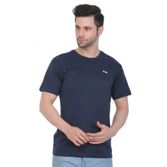 Generisches Herren-T-Shirt aus Baumwolljersey mit Rundhalsausschnitt, einfarbig (Marineblau)