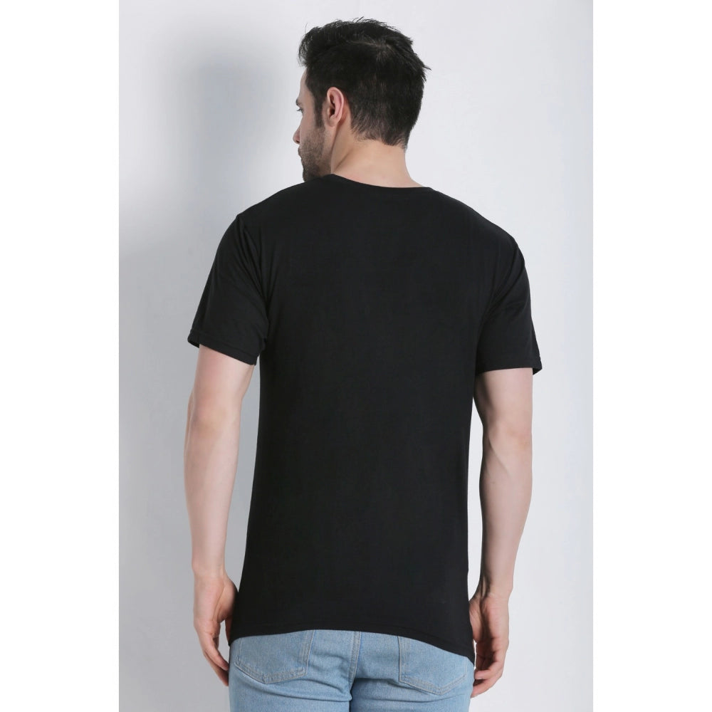 Generisches Herren-T-Shirt aus Baumwolljersey mit Rundhalsausschnitt, einfarbig (schwarz)