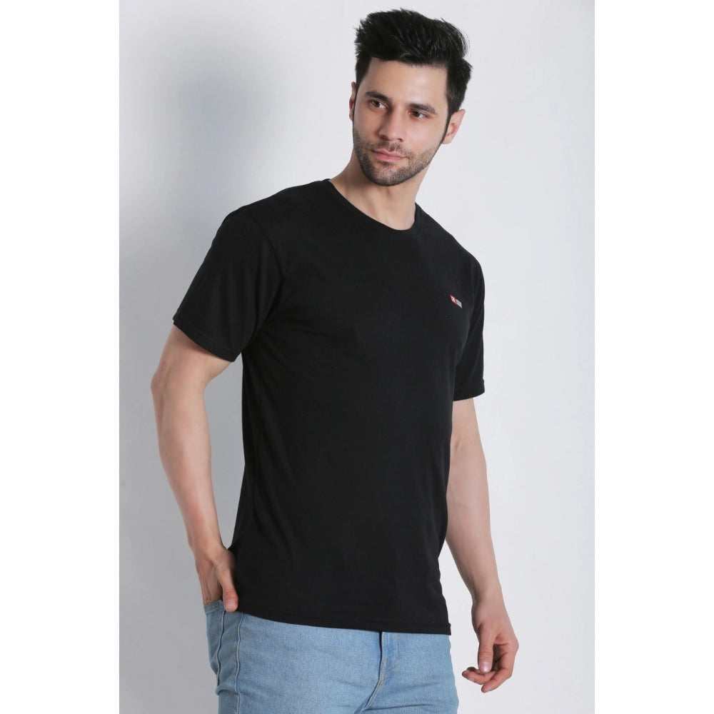 Generic Men's Cotton Jersey Round Neck Plain Tshirt (Black)