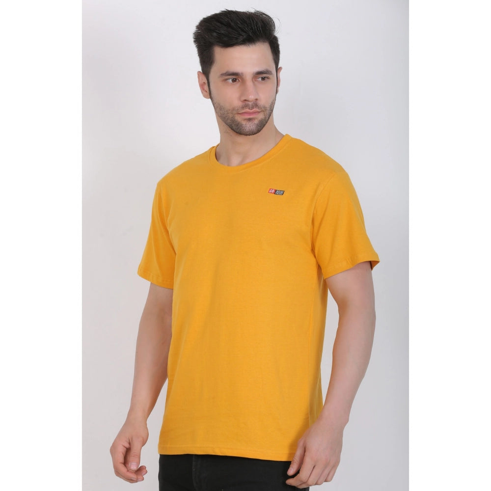 Generic Men's Cotton Jersey Round Neck Plain Tshirt (Mustard Yellow)