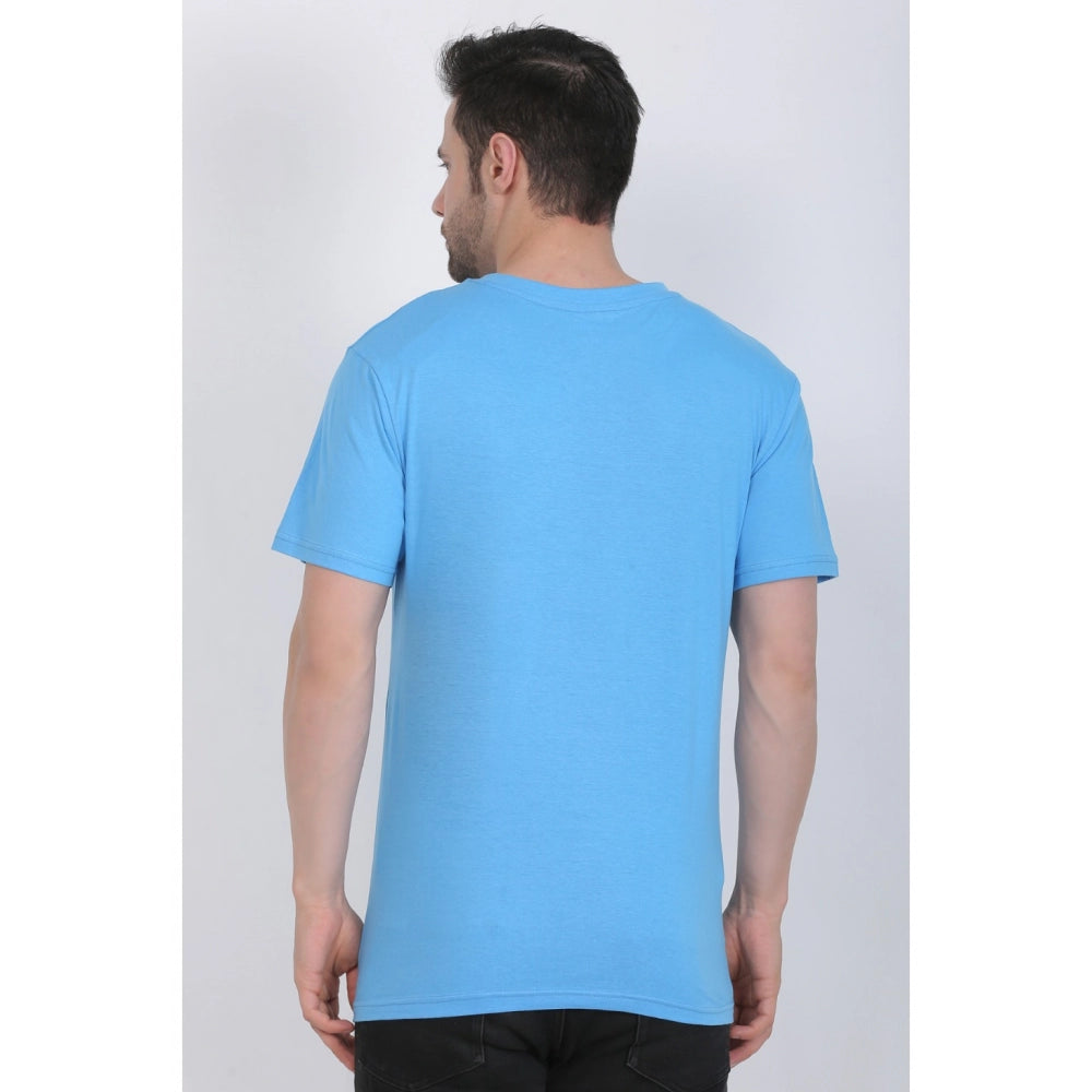 Generic Men's Cotton Jersey Round Neck Plain Tshirt (Turquoise Blue)