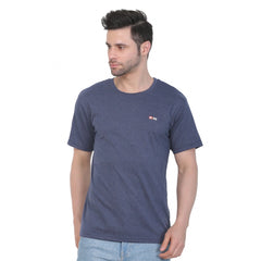 Generisches Herren-T-Shirt aus Baumwolljersey mit Rundhalsausschnitt, einfarbig (Blau meliert)