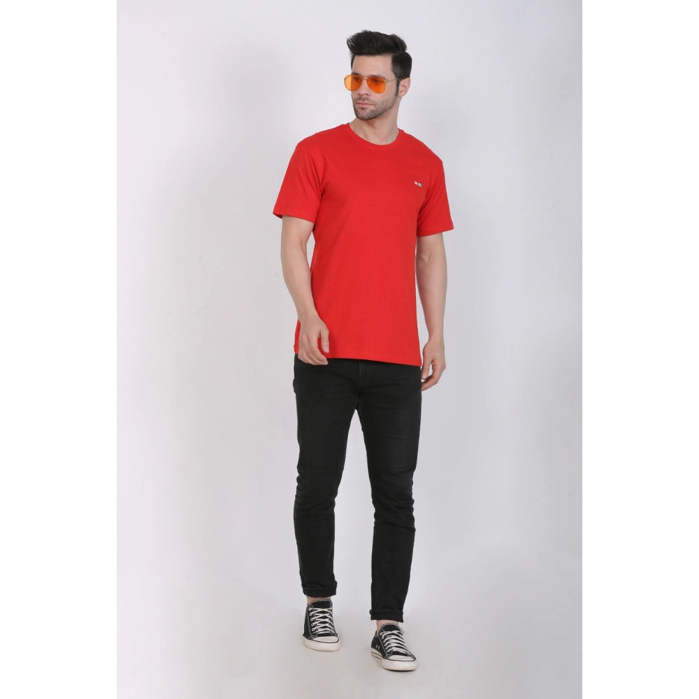 Generic Men's Cotton Jersey Round Neck Plain Tshirt (Red)