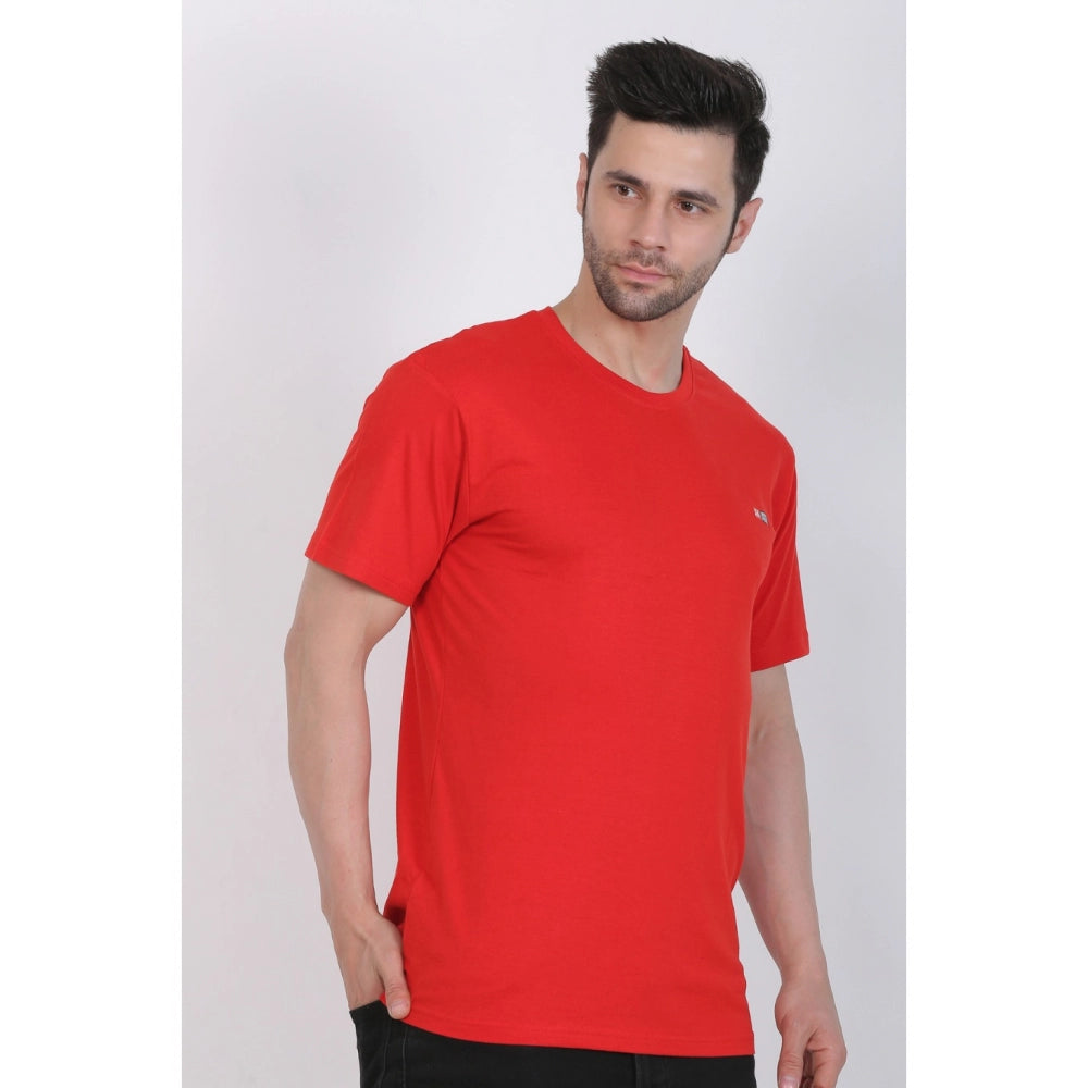 Generisches Herren-T-Shirt aus Baumwolljersey mit Rundhalsausschnitt, einfarbig (rot)