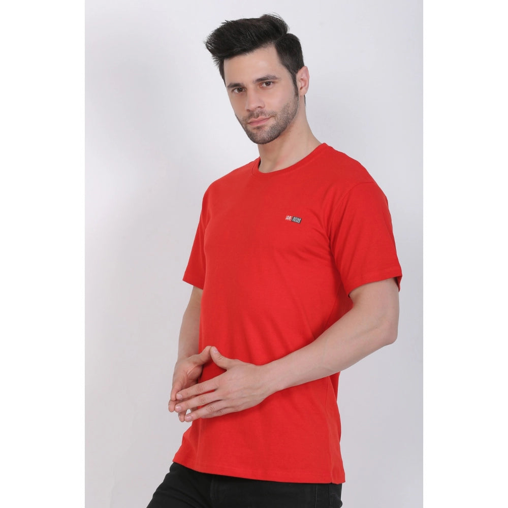 Generisches Herren-T-Shirt aus Baumwolljersey mit Rundhalsausschnitt, einfarbig (rot)