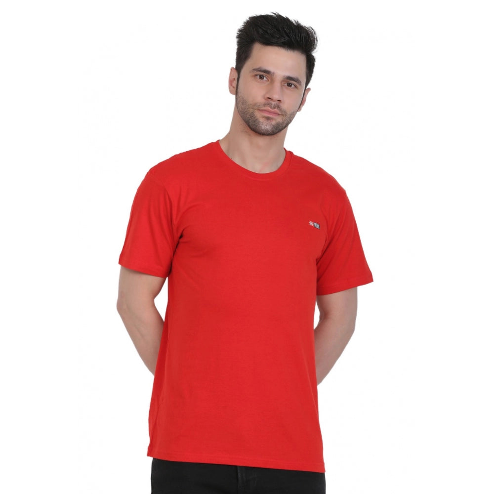 Generisches Herren-T-Shirt aus Baumwolljersey mit Rundhalsausschnitt, einfarbig (rot)