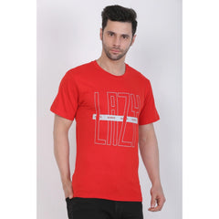 Generisches Herren-T-Shirt aus Baumwolljersey mit Rundhalsausschnitt und Aufdruck (Rot)