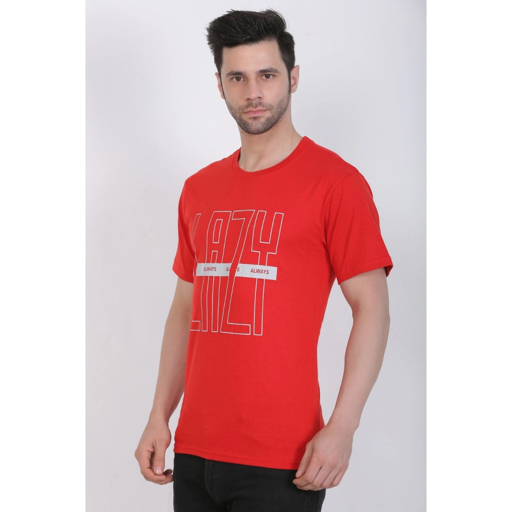 Generisches Herren-T-Shirt aus Baumwolljersey mit Rundhalsausschnitt und Aufdruck (Rot)