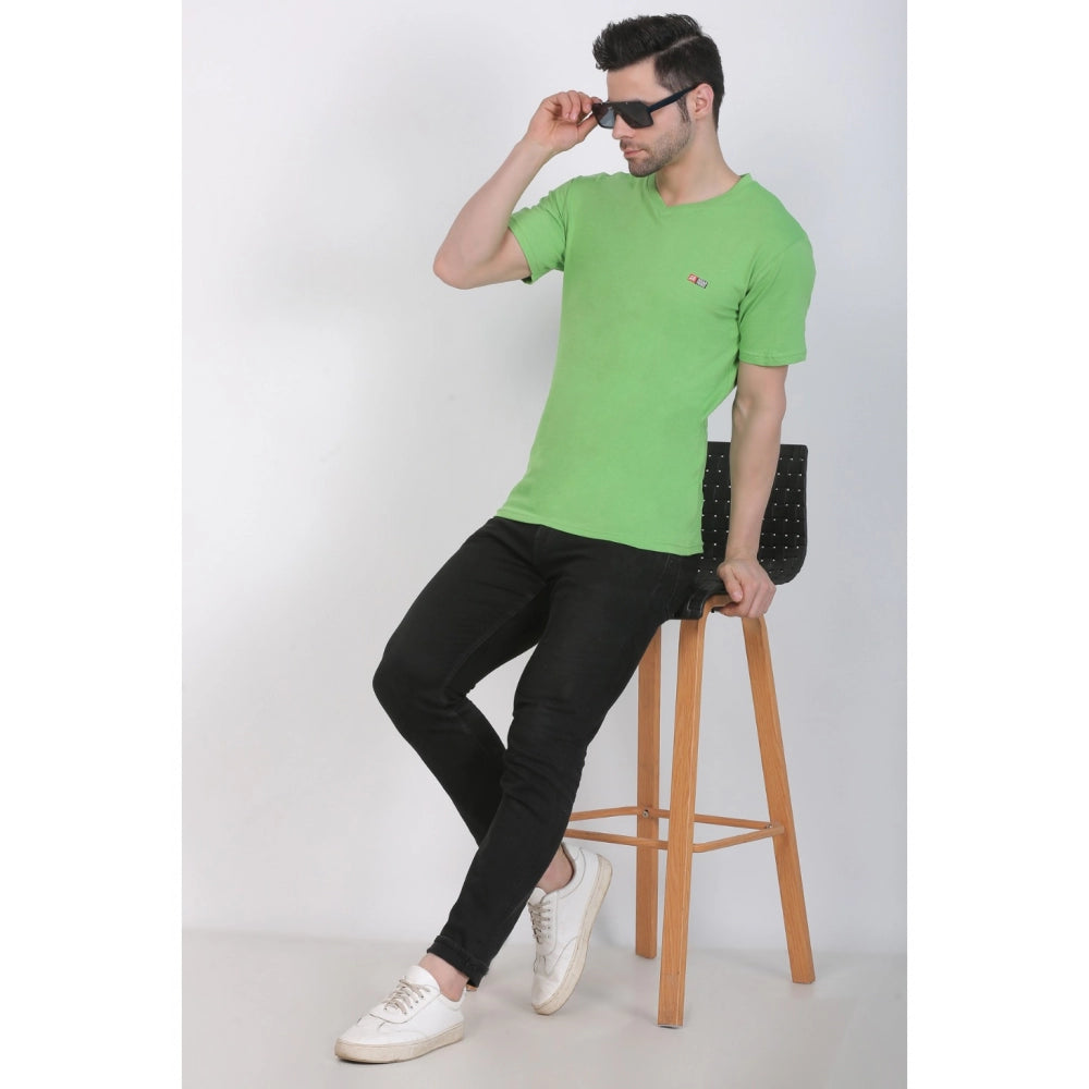 Generic Men's Cotton Jersey V Neck Plain Tshirt (Pale Green)