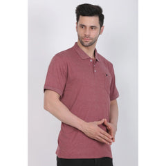 Generic Men's Poly Viscose Polo Plain Tshirt (Maroon Melange)