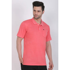 Generic Men's Poly Viscose Polo Plain Tshirt (Red Melange)