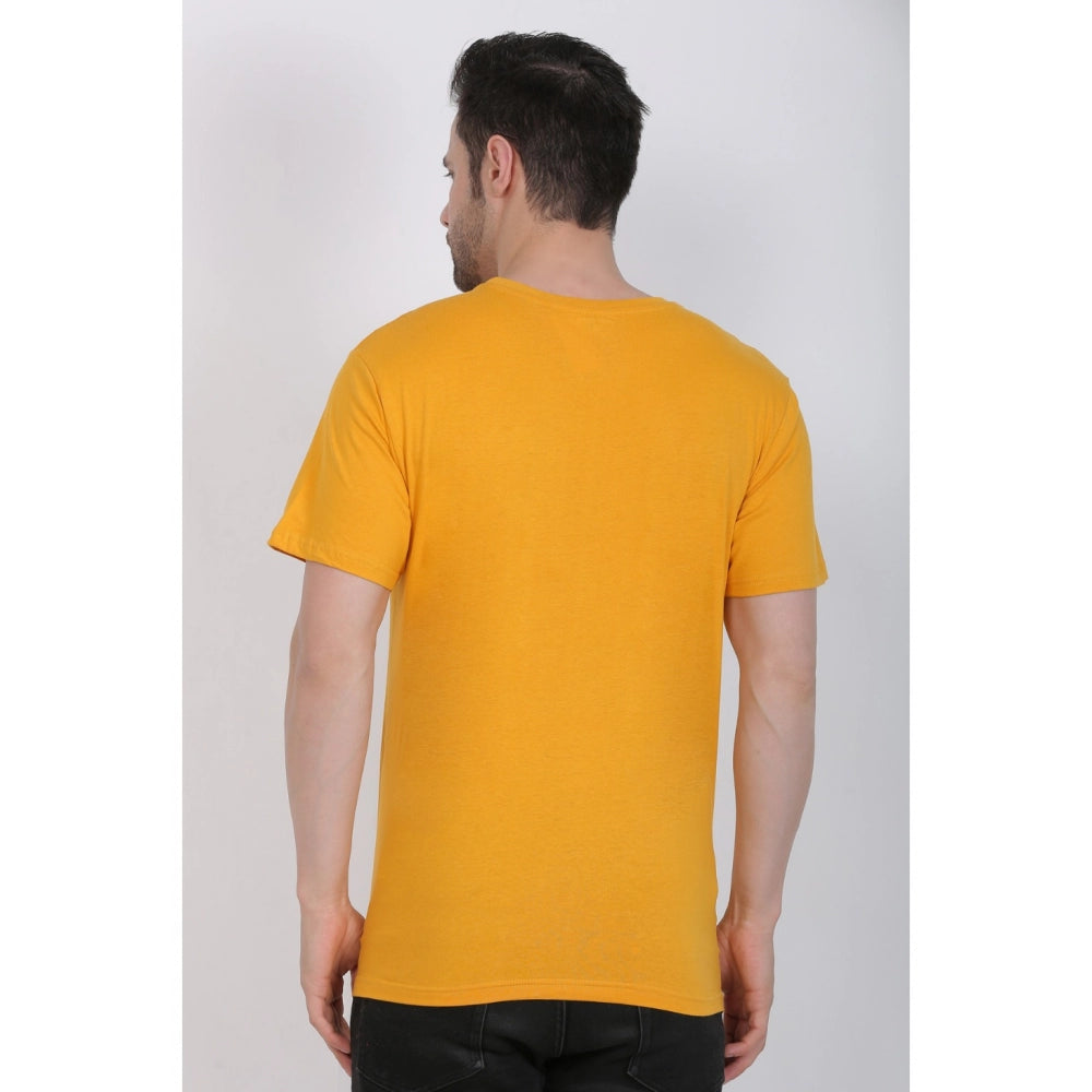 Generic Men's Cotton Jersey Round Neck Plain Tshirt (Mustard Yellow)