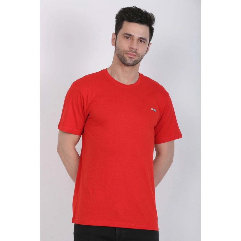 Generisches Herren-T-Shirt aus Baumwolljersey mit Rundhalsausschnitt, einfarbig (rot)