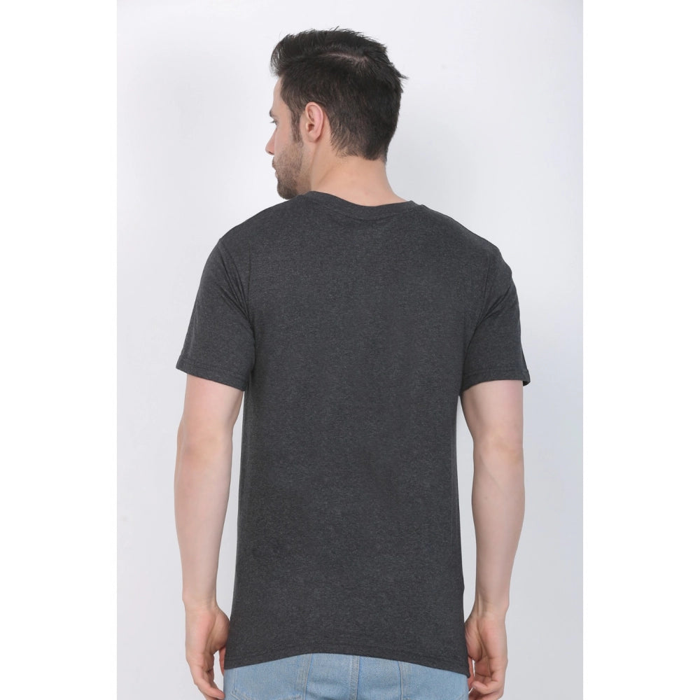 Generic Men's Cotton Jersey Round Neck Printed Tshirt (Charcoal Melange)