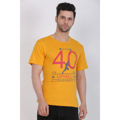 Generic Men's Cotton Jersey Round Neck Printed Tshirt (Mustard Yellow)