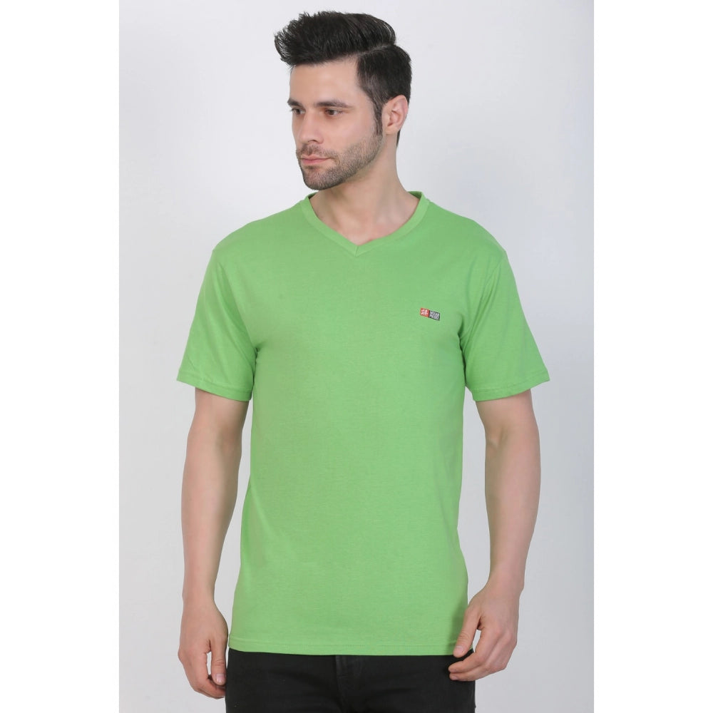 Generic Men's Cotton Jersey V Neck Plain Tshirt (Pale Green)