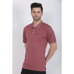 Generic Men's Poly Viscose Polo Plain Tshirt (Maroon Melange)