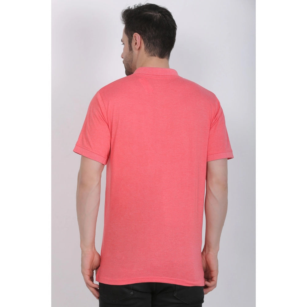 Generic Men's Poly Viscose Polo Plain Tshirt (Red Melange)