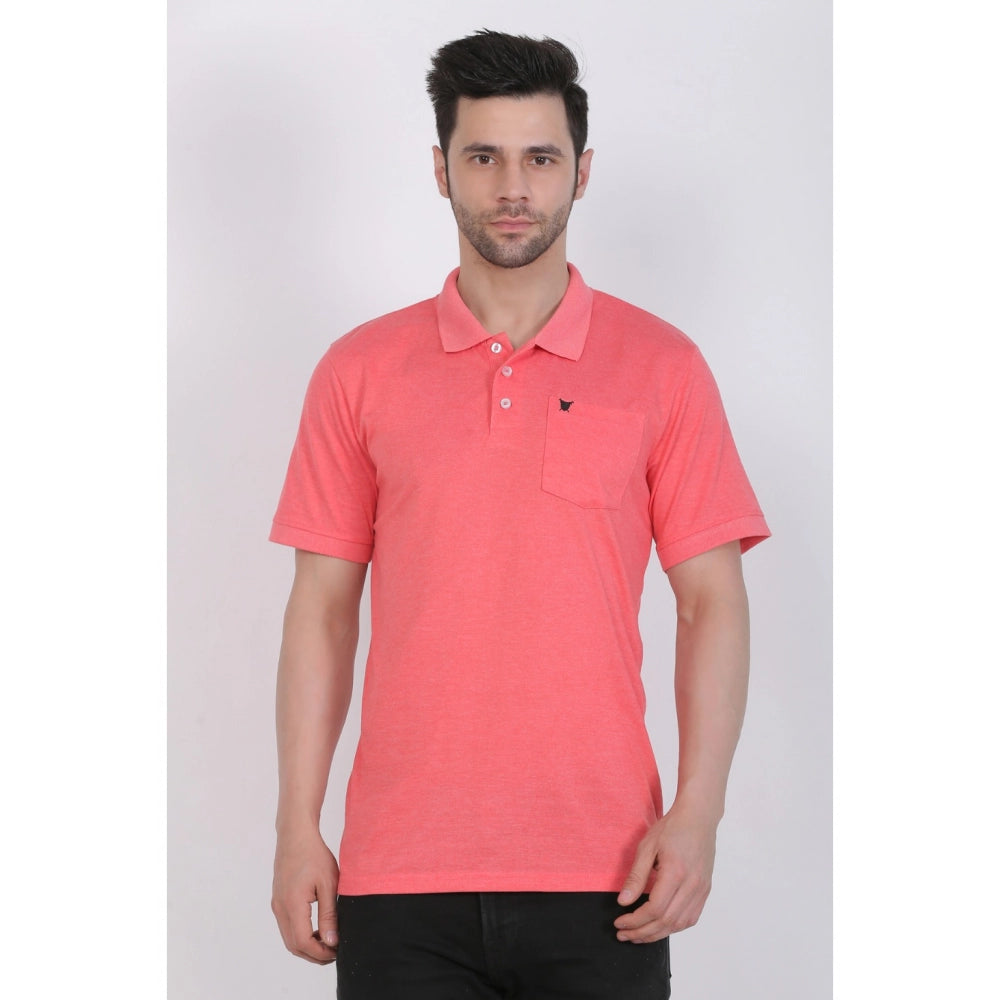 Generisches Herren-Poloshirt aus Polyviskose, einfarbig (Rot meliert)