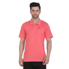 Generic Men's Poly Viscose Polo Plain Tshirt (Red Melange)