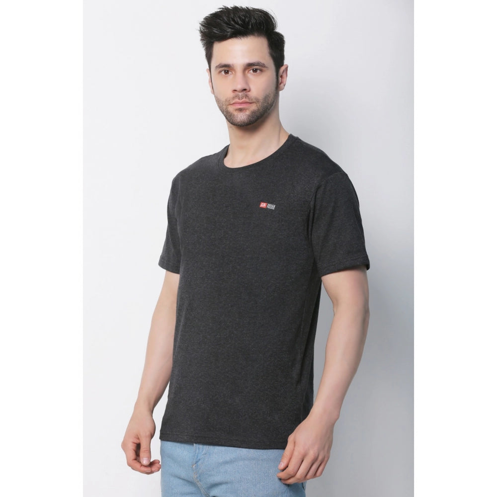 Generisches Herren-T-Shirt aus Baumwolljersey mit Rundhalsausschnitt, einfarbig (Anthrazit meliert)