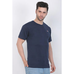 Generisches Herren-T-Shirt aus Baumwolljersey mit Rundhalsausschnitt, einfarbig (Marineblau)