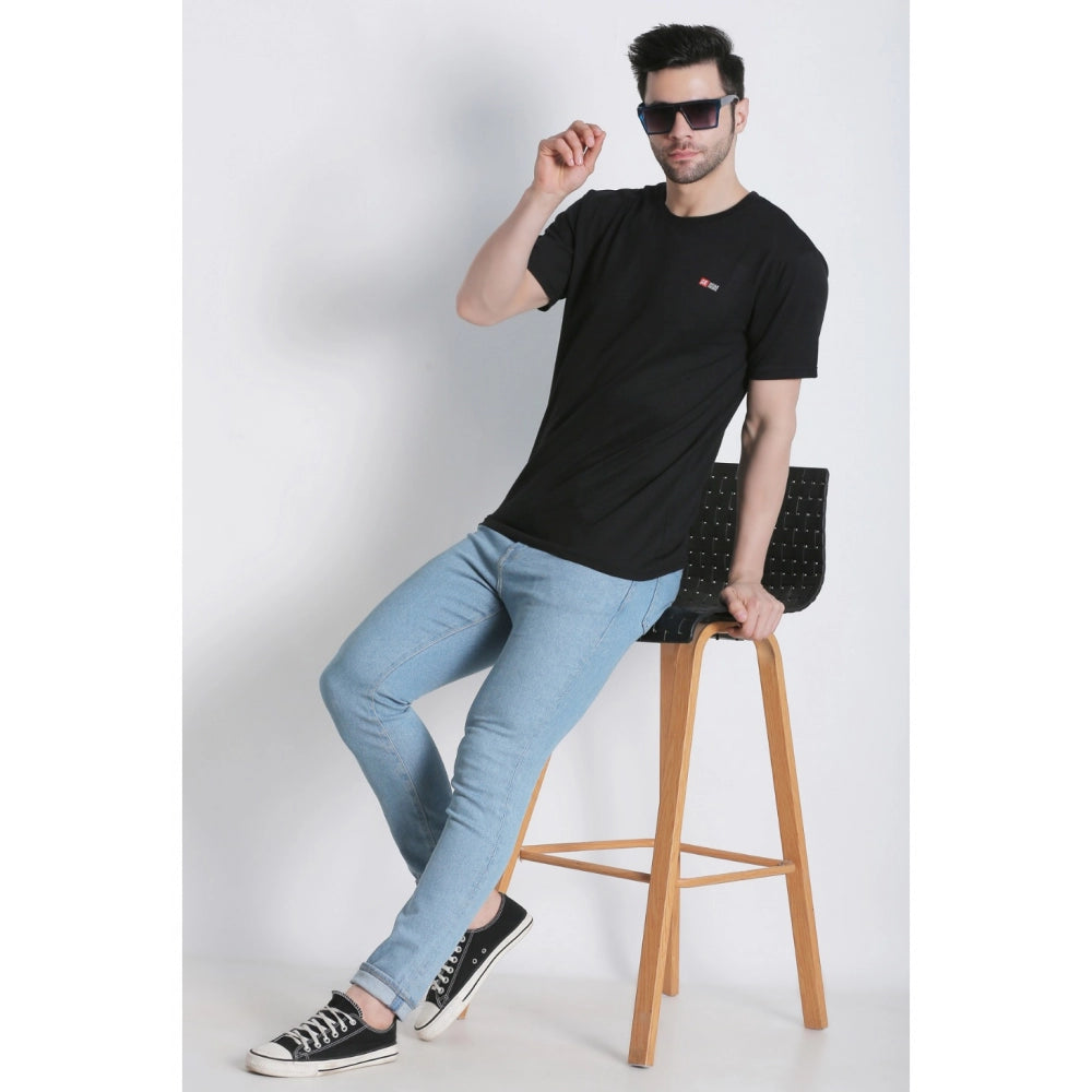 Generic Men's Cotton Jersey Round Neck Plain Tshirt (Black)