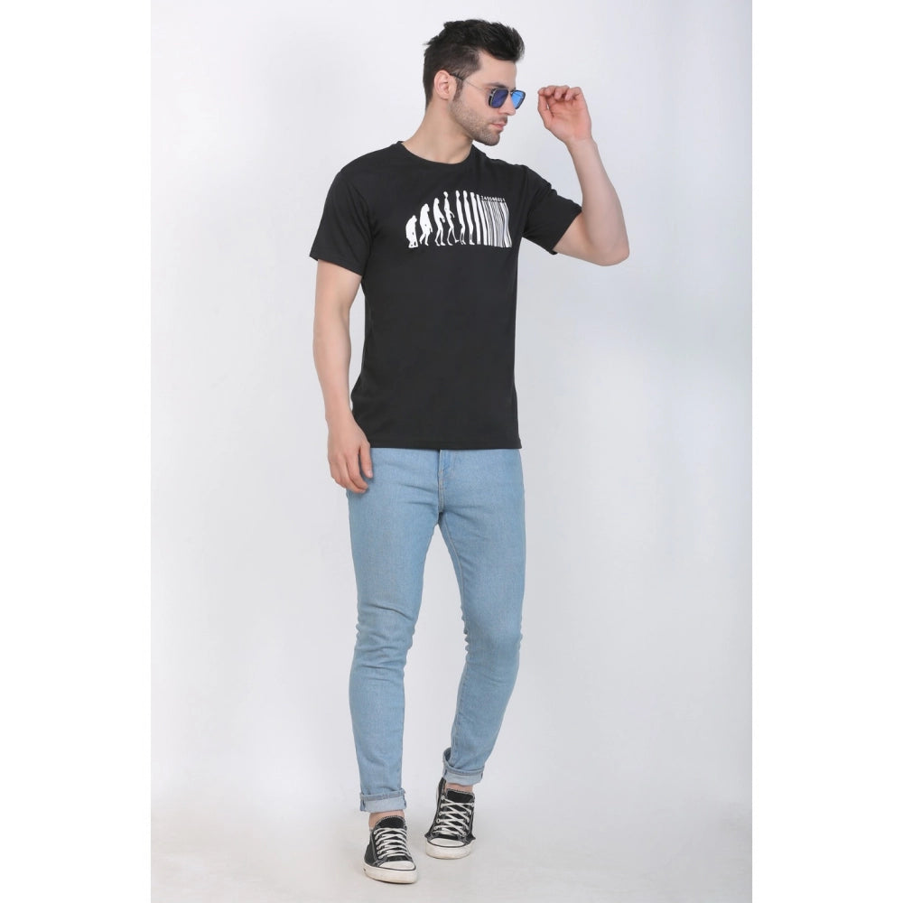 Generisches bedrucktes T-Shirt aus Baumwolljersey für Herren mit Rundhalsausschnitt (schwarz)